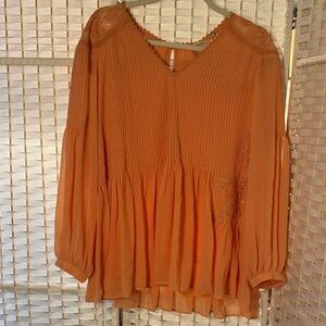 Soft Surroundings Vibrant Orange Blouse